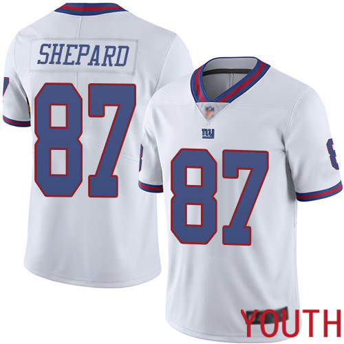 Youth New York Giants 87 Sterling Shepard Limited White Rush Vapor Untouchable Football NFL Jersey
